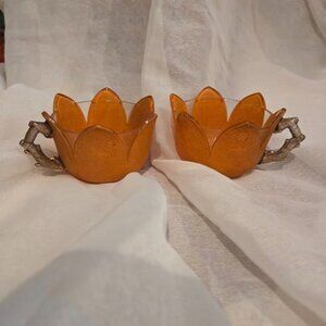 VTG WESTMORELAND / ORANGE PEEL / TULIP SHAPE / ELEGANT GLASS PUNCH CUP Lot of 2